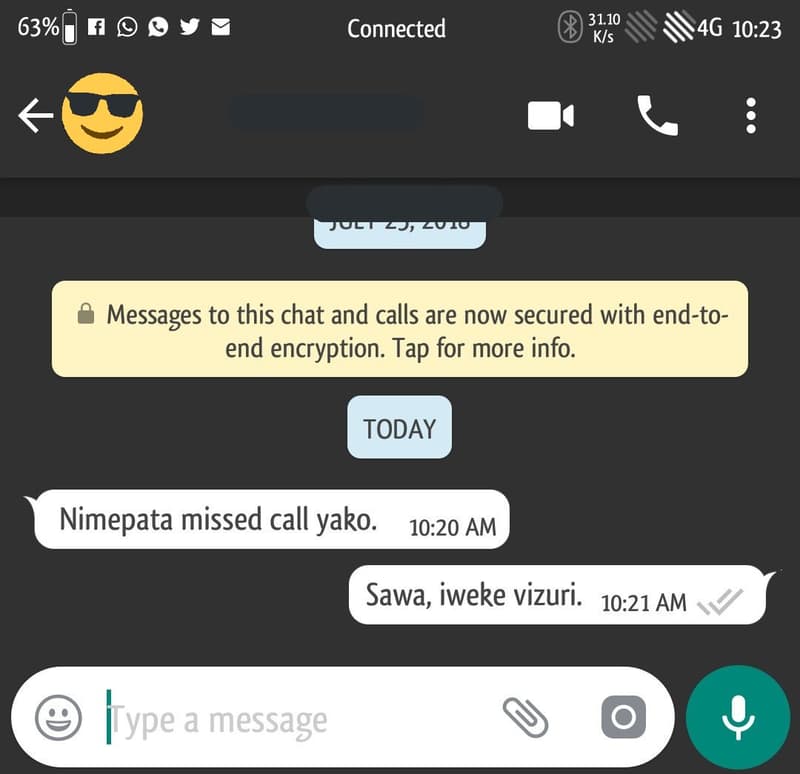 31.10 kis 63 r connected 4g 10.23 ju zu1o messages to this chat and calls are no