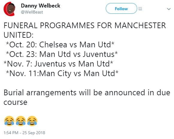 Danny welbeck wellbeast follow funeral programmes for manchester united oct. 20
