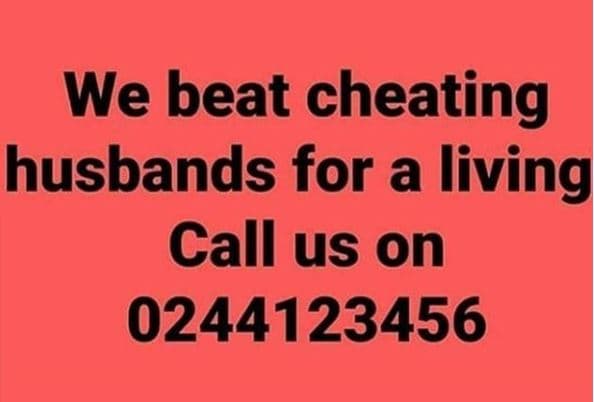 We beat cheating husbands for a living call us on