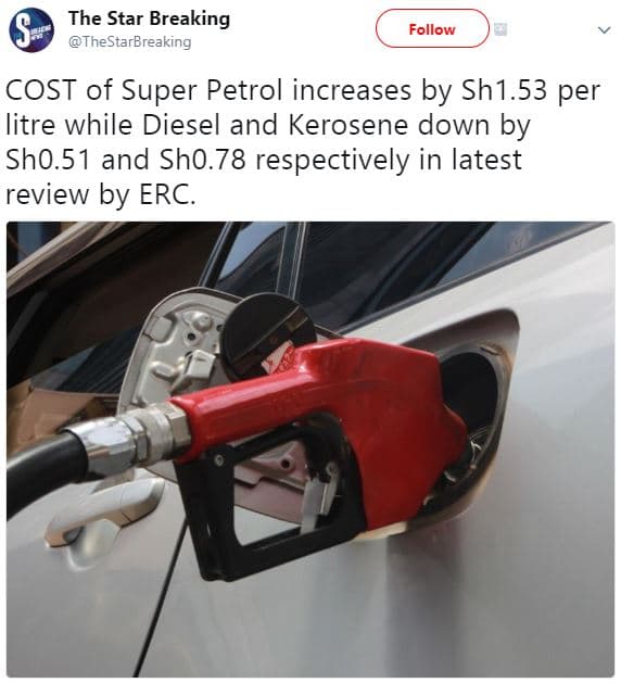 The star breaking thestarbreaking follow cost of super petrol increases by sh1.5