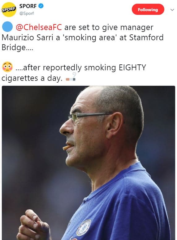 Sporf sporp sporf following chelseafc are set to give manager maurizio sarri a '