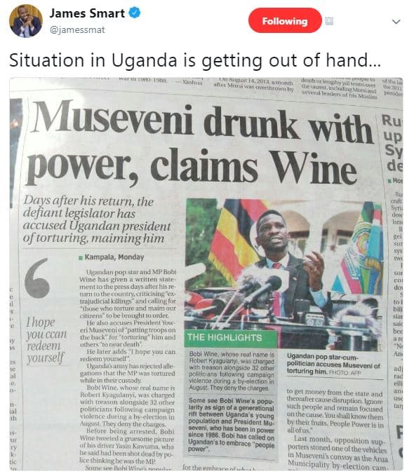 James smart jamessmat following situation in uganda is getting out of hand. muas
