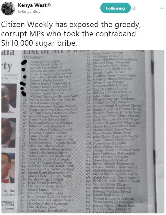 Kenya west kinyanboy following citizen weekly has exposed the greedy corrupt mps