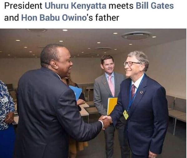 President uhuru kenyatta meets bill gates and hon babu owino's father
