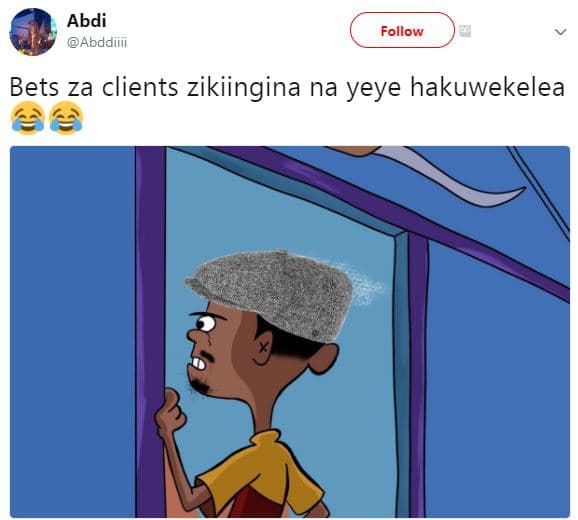 Abdi abddiiii follow bets za clients zikiingina na yeye hakuwekelea