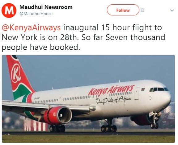 Maudhui newsroom maudhuihouse follow kenyaairways inaugural 15 hour flight to ne