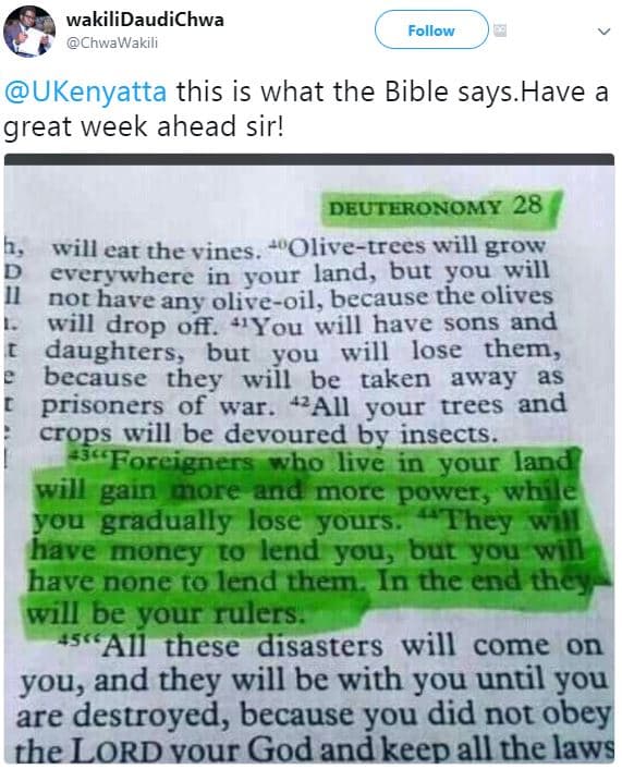 Wakilidaudichwa chwawakili follow ukenyatta this is what the bible says.have gre