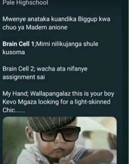 Pale highschool mwenye anataka kuandika biggup kwa chuo ya madem anione brain ce