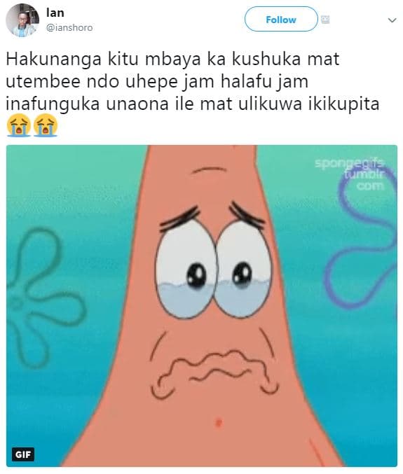 Lan ianshoro follow hakunanga kitu mbaya ka kushuka mat utembee ndo uhepe jam ha