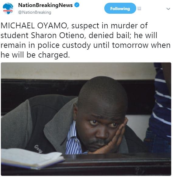 Nationbreakingnews nationbreaking following michael oyamo suspect in murder of s