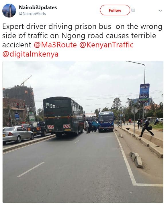 Nairobiupdates nairobialerts follow expert driver driving prison bus on the wron