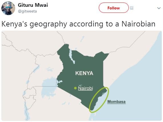 Gituru mwai gitweeta follow kenya's geography according to a nairobian kenya nai