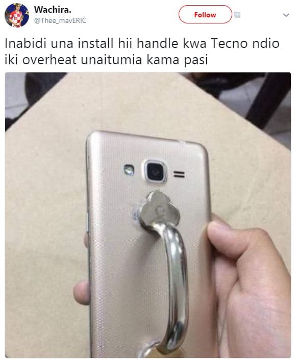 Wachira. thee_maveric follow inabidi una install hii handle kwa tecno ndio iki o