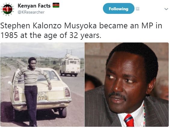 Kenyan facts kresearcher following stephen kalonzo musyoka became an mp in at th