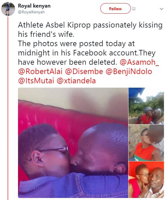 Royal kenyan royalkenyah follow athlete asbel kiprop passionately kissing his fr