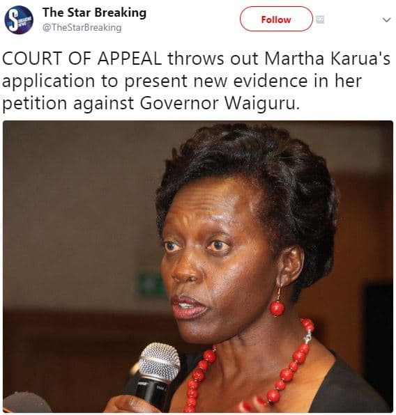The star breaking thestarbreaking follow court of appeal throws out martha karua