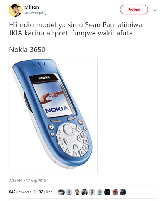 Milton mwangala follow hii ndio model ya simu sean paul aliibiwa jkia karibu air