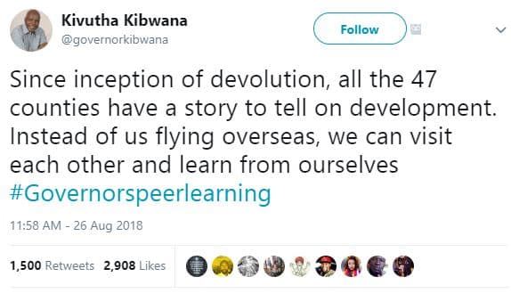 Kivutha kibwana governorkibwana follow since inception of devolution all the 47