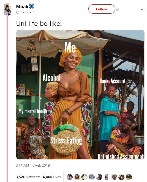 Mbali mamoe follow uni life be like me alcohol bankaccount my mental healfi stre