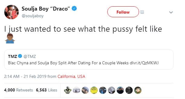 Soulja boy draco souljaboy follow just wanted to see what the pussy felt like tm