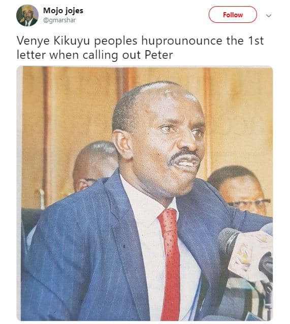 Mojo jojes follow gmarshar venye kikuyu peoples huprounounce the ist letter when