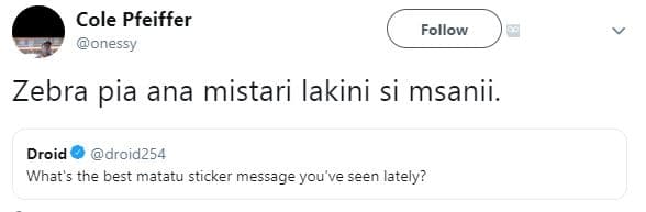 Cole pfeiffer onessy follow zebra pia ana mistari lakini si msanii. droid droid2