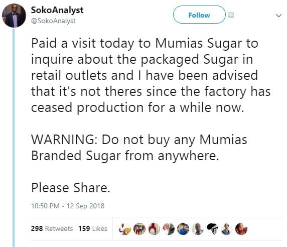 Sokoanalyst sokoanalyst follow paid a visit today to mumias sugar to inquire abo
