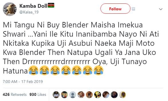 Kamba dolli kalaa_19 follow mi tangu ni buy blender maisha imekua shwari yani il