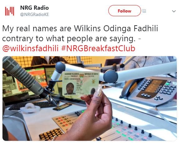 Nrg radio iu nrgradioke follow my real names are wilkins odinga fadhili contrary