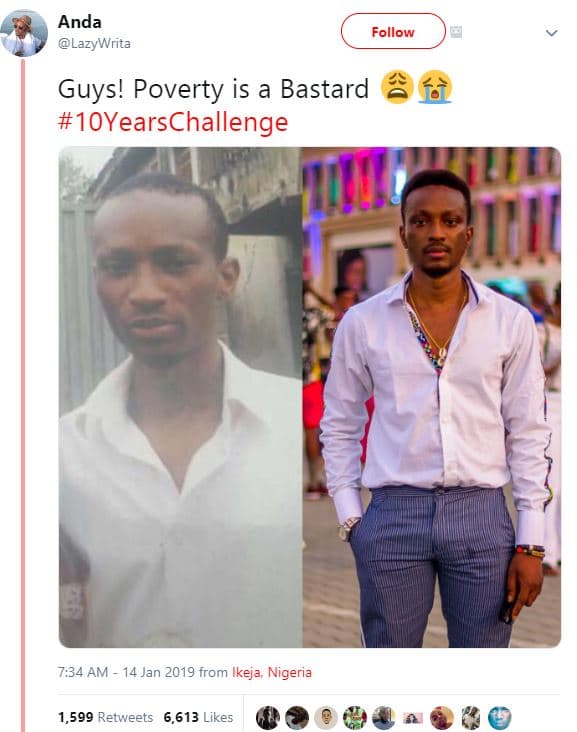 Anda lazywrita follow guys! poverty is a bastard 1oyearschallenge 7,34 am 14 jan