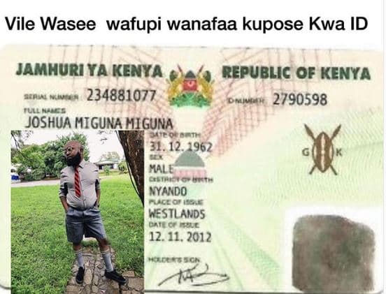 Vile wasee wafupi wanafaa kupose kwa id jamhuri ya kenya seal republic of kenya
