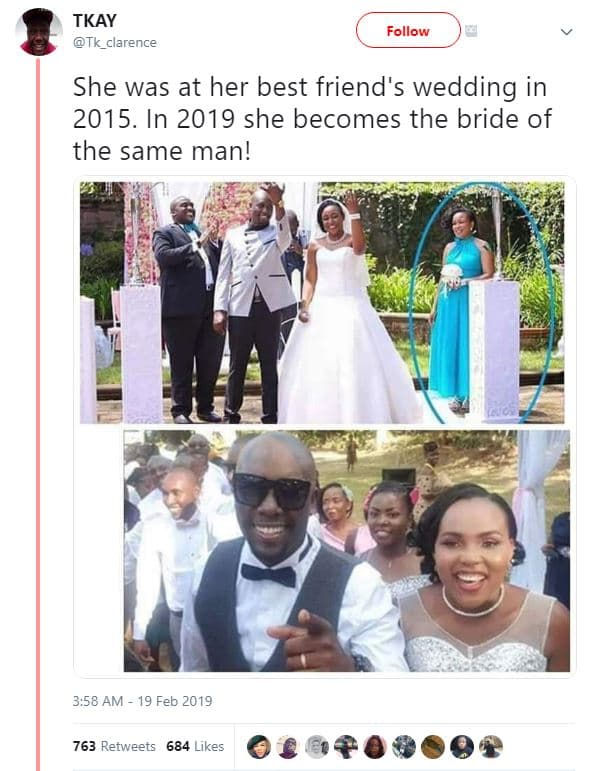 Tkay tk_clarence follow she was at her best friend's wedding in . in she becomes