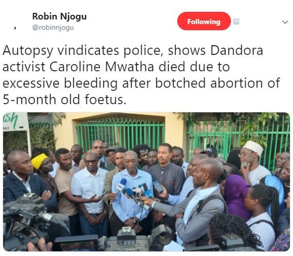 Robin njogu robinnjogu following autopsy vindicates police shows dandora activis