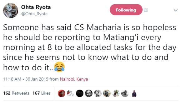 Ohta ryota ohta_ryota following someone has said cs macharia is so hopeless he s