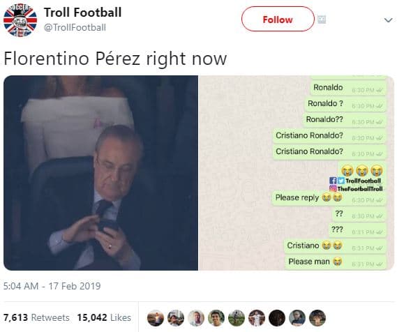 Troll football trollfootball follow florentino pérez right now ronaldo o ronaldo