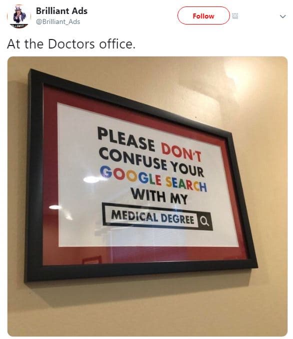 Brilliant ads brilliant_ads follow at the doctors office please confuse dont 0o