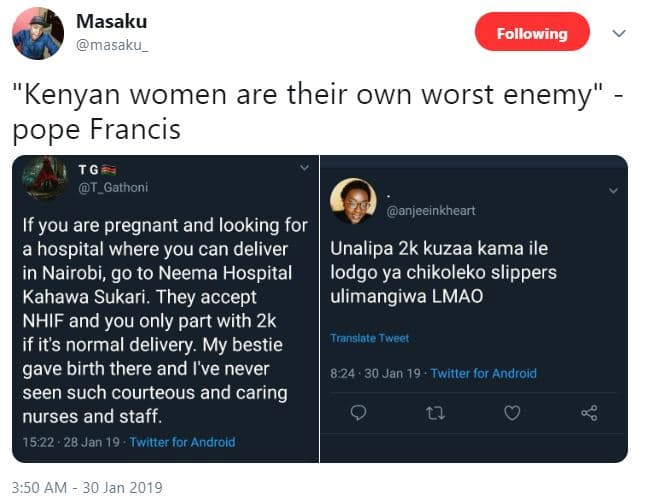 Masaku masaku_ following 'kenyan women are their own worst enemy pope francis tg