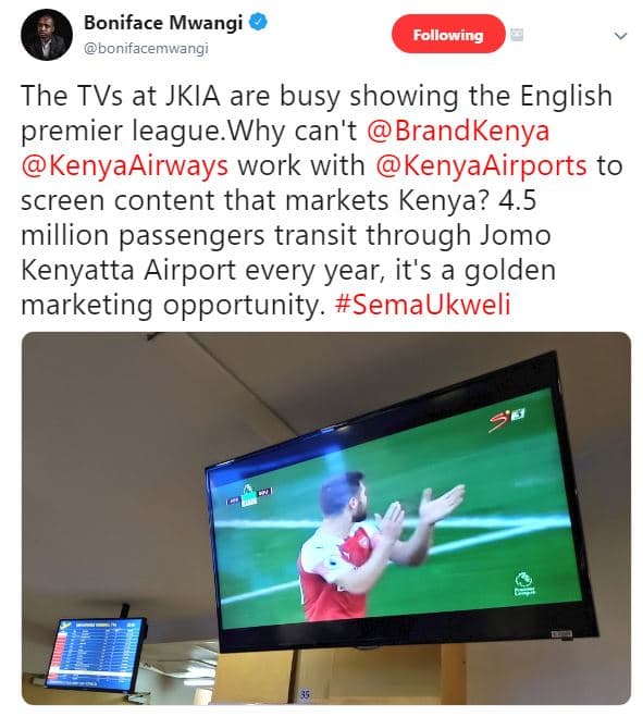 Boniface mwangi bonifacemwangi following the tvs at jkia are busy showing the en