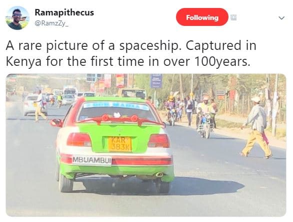Ramapithecus ramzzy _ following a rare picture of a spaceship. captured in kenya