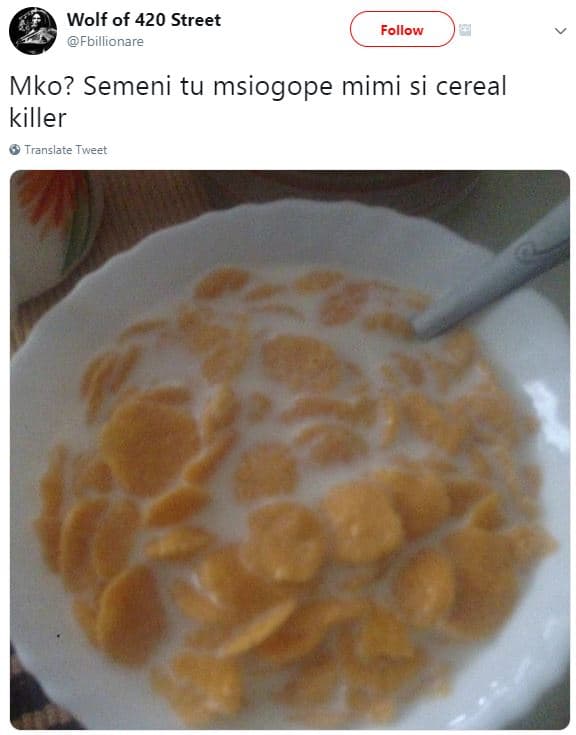 Wolf of 420 street fbillionare follow mko? semeni tu msiogope mimi si cereal kil