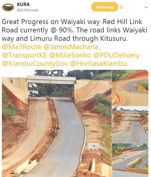 Kura kuraroads followimg great progress on waiyaki wayred hill link road current