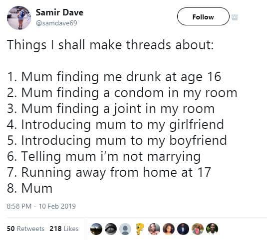 Samir dave samdave69 follow things shall make threads about 1. mum finding me dr