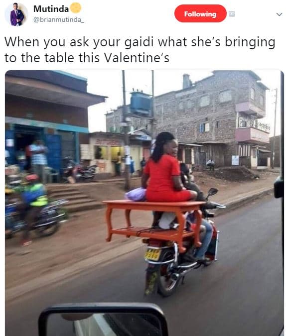 Mutinda brianmutinda following when you ask your gaidi what she's bringing to th