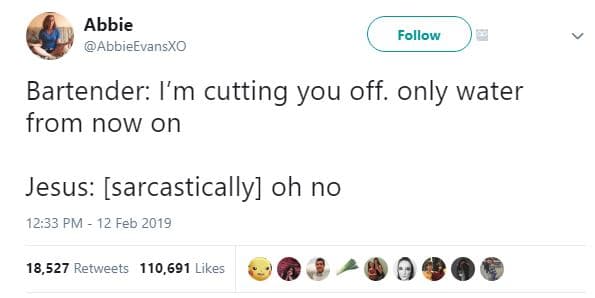 Abbie abbieevansxo follow bartender i'm cutting you off. only water from now on