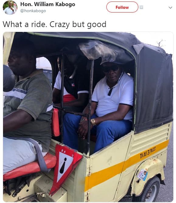 Hon. william kabogo honkabogo follow what a ride. crazy but good taxispnss