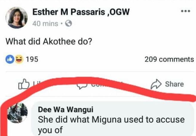Esther m passaris ogw 40 mins what did akothee do? 195 209 comments share dee wa