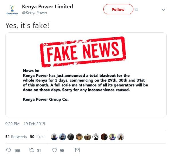 Kenya power limited kenyapower follow yes, it's fake! fakenews news in kenya pow