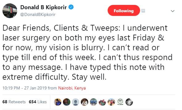 Donald b kipkorir donaldbkipkorir following dear friends, clients tweeps underwe