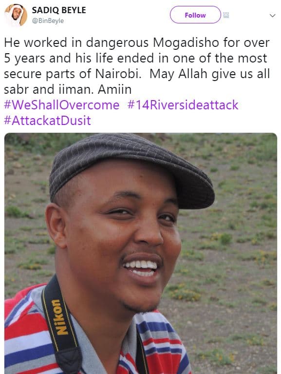 Sadiq beyle binbeyle follow he worked in dangerous mogadisho for over 5 years an