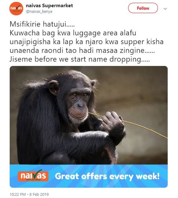 Daly naivas supermarket naivas_kenya follow msifikirie hatujui. kuwacha bag kwa